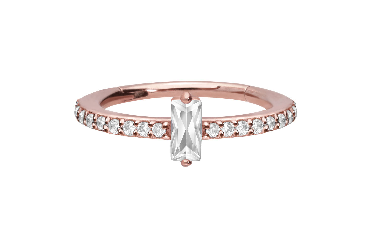 Chirurgenstahl Segmentring Clicker Piercing KRISTALLRECHTECK + EINGEFASSTE KRISTALLE